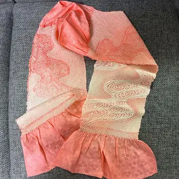 오비 장식 천 쥐어짜기 기법 흐림 염색 핑크 계열 일본 정통의상 소품 고급품
