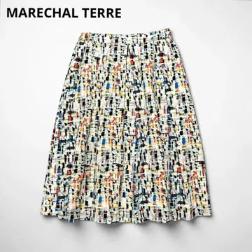 새상품급 [ MARECHAL TERRE ] 멀티 컬러 올 패턴 플레어 스커트 M 상당