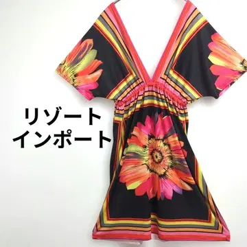 레오나르풍 대형 꽃무늬 튜닉 원피스 화려한 무늬 수입 리조트