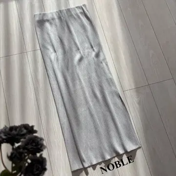 새상품급 NOBLE 노블 리브 니트 롱 스커트 36 그레이 I라인