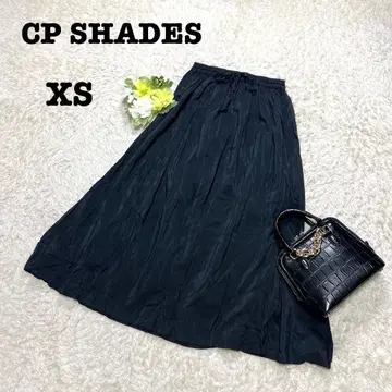 CP Shades 롱 플레어 스커트 미국제 실크 혼방 주름 XS