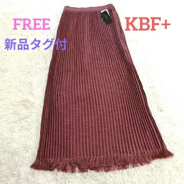 택 포함 새상품 KBF+ 프린지 플리츠 스커트 롱 어반 리서치 플럼