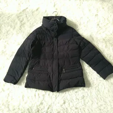 블랙 빅 칼라 더블 넥 다운 페더 자켓 11/L