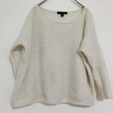 안테일러 니트 크루넥 7부 소매 무지 XL 화이트 아크릴 외출용