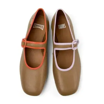 CAMPER TWINS 플랫슈즈 브라운 38 가죽 메리제인