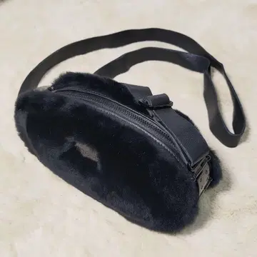 레어 ROCHAS 퍼 백 미니 숄더 블랙 가죽