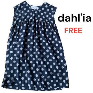 [ dahl ia ] 달리아 도트 무늬 슬리브리스 원피스 네이비 프리