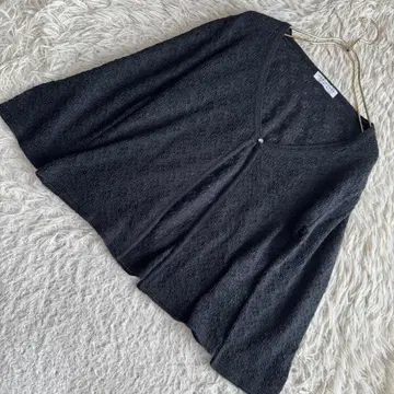 KUMIKYOKU SiS 라메 혼방 가디건 블랙 2 오샤레 고급