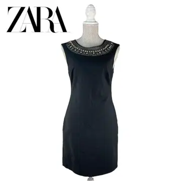 04T607 ZARA 자라 블랙 보석류 민소매 무릎 기장 원피스