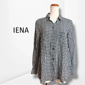 IENA 깅엄 체크 텐셀 셔츠 38 일본제 고급 낙하감 양질
