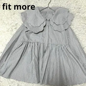 [ 새상품급 ] fit more 깅엄 체크 빅 칼라 긴팔 블라우스