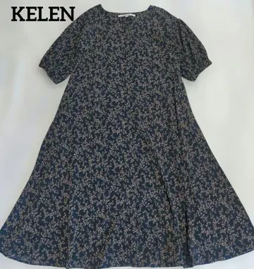 KELEN 개더 쓰리 꽃무늬 셔츠 원피스