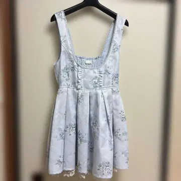 [ LIZLISA ] 스카이블루 꽃무늬 A라인 원피스 점프수트