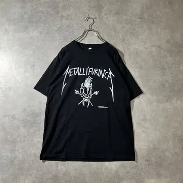 카피라이트 있음 90s METALLIFUKIN'CA 패러디T셔츠 블랙 XL