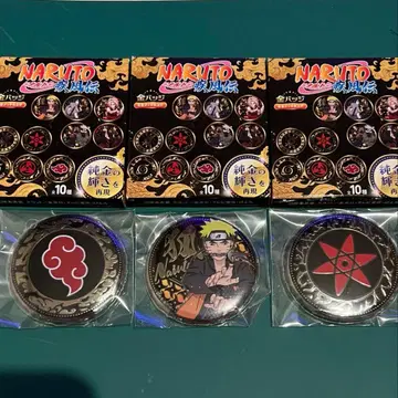 NARUTO 나루토 돌풍전 금 배지 캔뱃지 배치 만화경 사륜안 아카츠키 마크