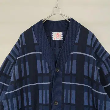 [ 레어 XL ] 사노바치즈 BulkyCheck Cardigan 네이비 23AW