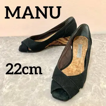 MANU 오픈토 웨지솔 펌프스 블랙
