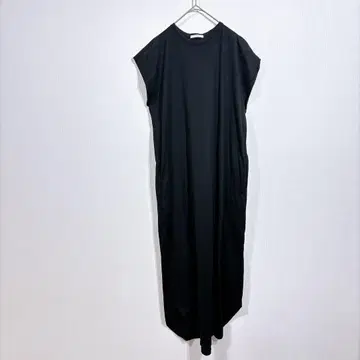 루피 코튼 슬리브리스 롱 원피스 돌먼 슬리브 블랙