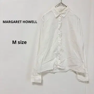 마가렛호웰 프론트 프릴 블라우스 M 화이트 긴팔 스트라이프
