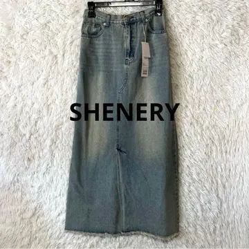새상품 SHENERY 데님 롱 스커트 블루 38 정가 17000