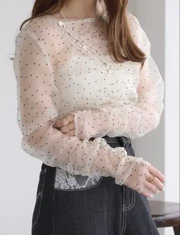 도트 무늬 시어 블라우스
