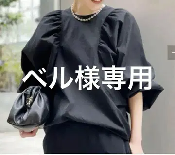 AP STUDIO SCENTOF 크루넥 개더 블라우스 블랙
