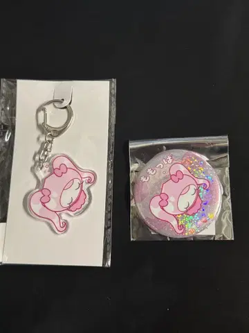 후르츠짱 모모파 캔 배지 아크릴 키링 2개 세트