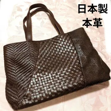 일본제 천연 가죽 토트백 브라운