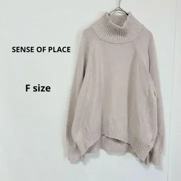 SENSE OF PLACE 하이넥 스웨터 F 핑크 베이지 긴팔