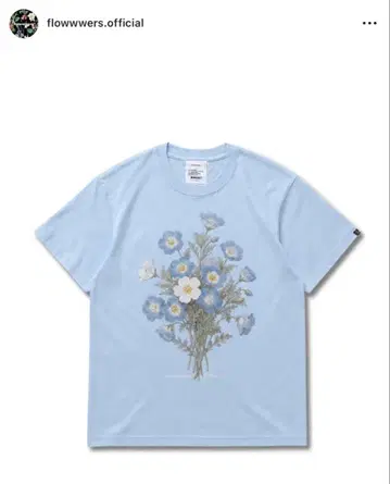 Flowwwers 플라워즈 네모필라 t셔츠 스카이블루 반팔 꽃 꽃무늬 새상품