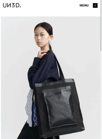 UN3D. 아쓰리디 빅 포켓 토트백 블랙