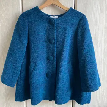 블루 노카라 코트 숏 기장 Free size