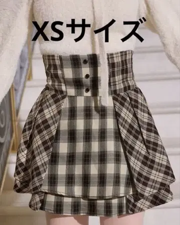 미셸 마카롱 프릴 체크 미니 스커트 XS
