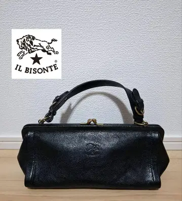 1점 한정! [컨디션 최상] IL BISONTE 가마구치 가죽 블랙
