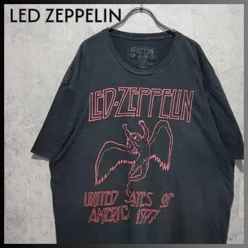 구제 의류 레드 제플린 1977 USA 투어 T셔츠 차콜 2XL