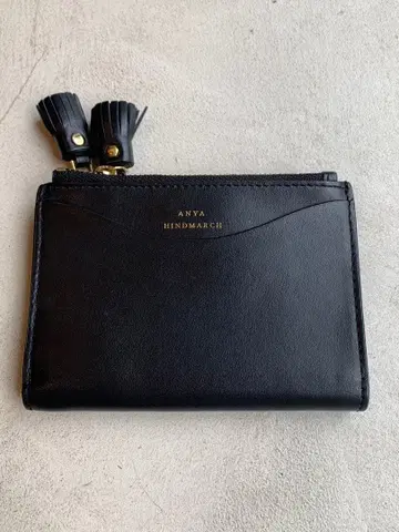 [ 컨디션 최상 ] ANYA HINDMARCH 가죽 접이식 지갑 블랙