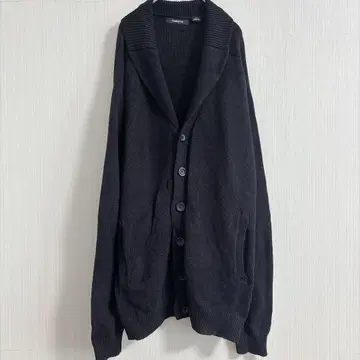 클레본 가디건 숄카라 긴팔 무지 빅 사이즈 블랙 면