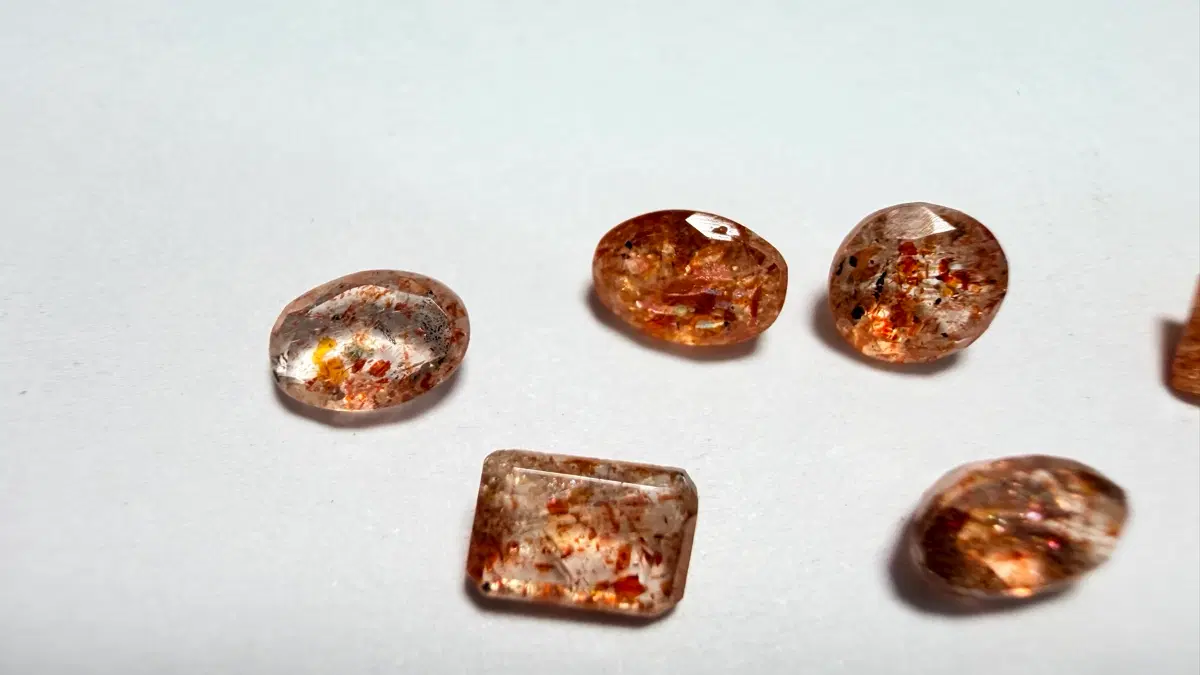 No.6121 천연 태양의불꽃 광석AA 썬스톤 커팅 6개 2.9ct