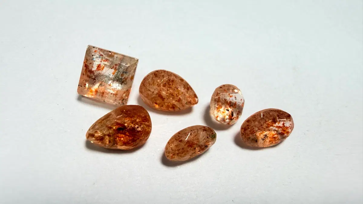 No.6120 천연 태양의불꽃 광석AA 썬스톤 커팅 6개 2.8ct