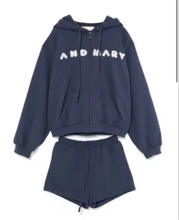 AND MARY Mary loose hoodie set up navy