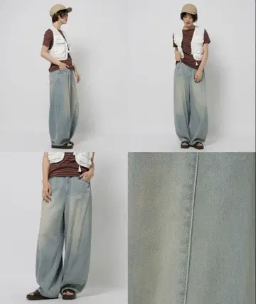 3D 드롭 데님 팬츠 클리어 블루