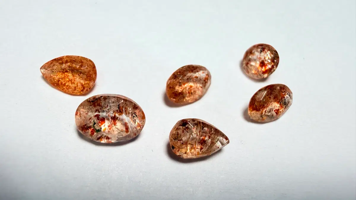 No.6115 천연 태양의불꽃 광석AA썬스톤 커팅 6개 2.9ct