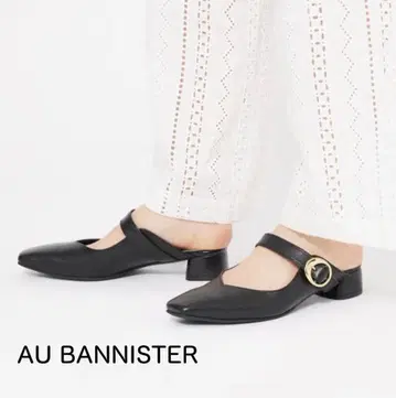 AU BANNISTER 뮬 샌들 블랙 골드 버클