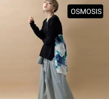 OSMOSIS 절개 V넥 니트 풀오버 블랙 사이즈 FREE