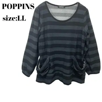 POPPINS 포핀즈 셔츠 긴팔 상의 보더 포켓 LL