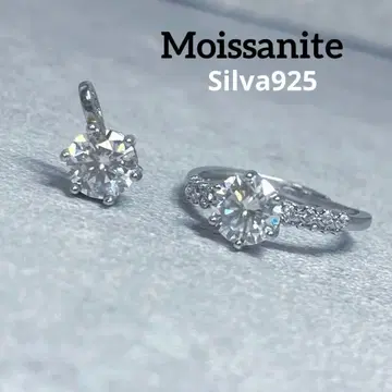 미사용 S925 대형 모이사나이트 반지 & 펜던트 탑 2세트