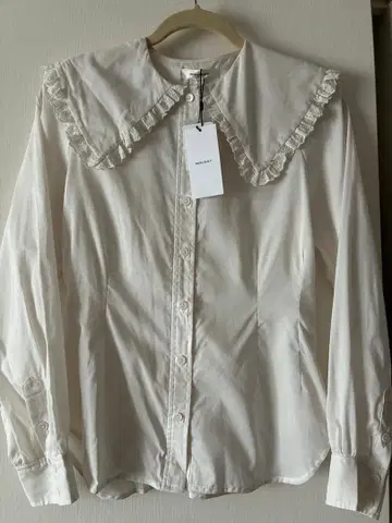 택 포함 새상품 MOUSSY 레이스 빅 프릴 셔츠 블라우스 화이트