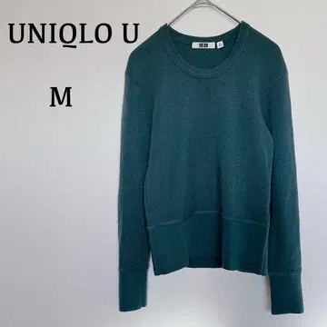 유니클로 U 크루넥 니트 스웨터 울 혼방 그린 M