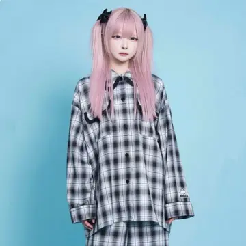 hauls 외출 파자마풍 셔츠 블랙