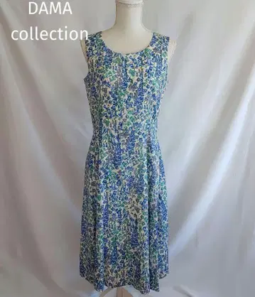DAMA collection 꽃무늬 슬리브리스 플레어 원피스 블루 계열